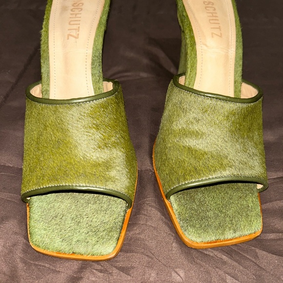 SCHUTZ Shoes - SCHUTZ Green Mules